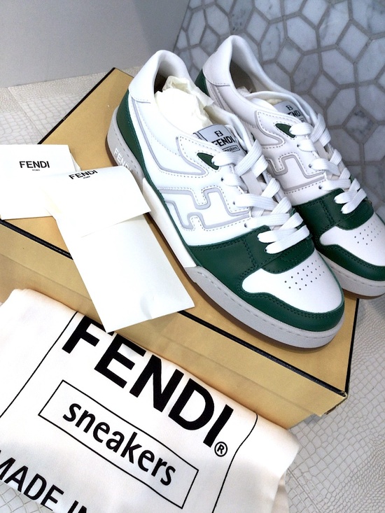 Rare Brand New FENDI X Stefano Pilati Match Sneakers - White/Green 8 US main image 12